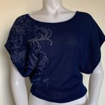FANG Blue Short Sleeve Loose Top Sz XS EUC Photo 3