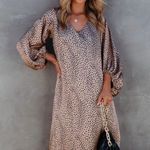 VICI  Satin Leopard Print Balloon Sleeve Midi Size Medium Photo 0