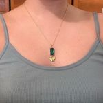 Butterfly and Green Emerald Stone Necklace Gold Photo 1