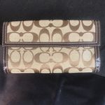 Coach Brown Monogram Silver Twist Lock Bifold Wallet with Contrasting Stitch Photo 1