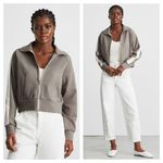 Everlane The Dream Zip-Up Side Stripe Sporty Knit Crop Jacket In Clay XS Photo 3
