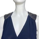 Vintage Y2K Navy Blue Beaded Cocktail Hoco Dress. S/M. Silver Boho Glam Party Size M Photo 8