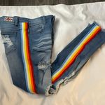 Machine Pour Neuf Mode Rainbow Distressed Denim Jean PRIDE 5/28 Red Photo 1