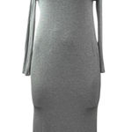 Commense Women's Gray Long Sleeve Off The Shoulder Knit Gown Maxi Dress Size M Size M Photo 0