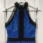 Alexis Size S Julianna Dress Blue Black Lace Halter Midi Bodycon High Neck Gown Photo 6