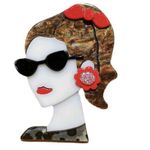 Beautiful Girl Brooch / Scarf Pin #111 Black Photo 1