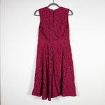 Burberry London Cotton Allover Swirl Lace V Neck Notch Sleeveless Midi Dress Red Photo 3
