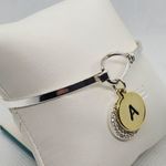 LA Silver & Gold Colored Letter A Bangle Bracelet Photo 2