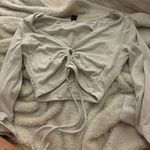 Windsor White  Long Sleeve Cropped Top Photo 0