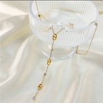 Gold Geometric Y Necklace –‎ 304 Stainless Steel Drop Chain with Crystals Photo 1
