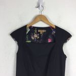 Ted Baker Black Cap Sleeve Wool Sheath Pencil Square Neck Mini Dress Small Photo 2
