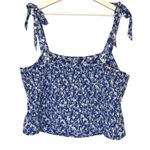 Old Navy  | Blue & White Floral Cropped Boho Cottagecore Shoulder Tie Top Size 1X Photo 3