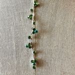 Silver tone green rhinestone Y necklace Photo 3