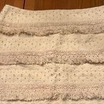 HD in Paris Anthropologie  Ivory Linen Tiered Fringe Eyelet Lace Boho Skirt Sz 12 Photo 10
