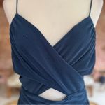 ASTR  The Label Jumpsuit Blue Pleated Cutout Wide Leg Cropped M Cocktail Party Photo 4