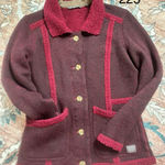 Toad And Co Burgundy Women’s Small Wool Blend Sherpa Telluride Sweater Jacket Photo 0