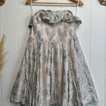 Free People  dress strapless mini floral ruffled smocked metallic Small Photo 0