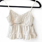 RSQ Cute white crochet flowy top with adjustable straps Photo 0