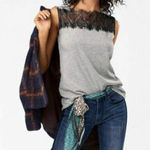 CAbi  Stretch Cotton Jersey Knit Tank w/Black Lace Trim "Lacey Tee" #3815, Size M Photo 0