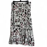 Talbots  Black/Red Floral Pleated Midi A-Line Full Flowy Paisley Skirt size 8 Photo 1