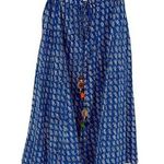 Unbranded Womens Bohemian Mirror Indian Pompom Tie Waist Flared Skirt Blue Small Photo 0