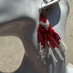 Vintage Native American Red White Arrow Bead Fringe Women’s Earrings Sz 4” Photo 8
