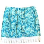 Lilly Pulitzer Womens Size 10 Pleated Bow Cotton Skirt Tropical Blue White Photo 1