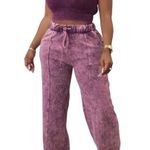 Zenana pants set. Plum. NWT. Good stretch, fitted crop top  loose fit drawstring pants. Photo 0