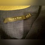 Doe & Rae Navy Ruffle Sleeve Blouse – Size M – Textured Polyester Photo 3