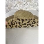 Renata Palotini Leopard Brim Floppy Hat Straw Woven Wide Brim Sun Hat‎ Boho Chic Tan Photo 1