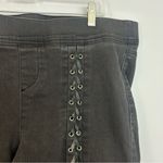 Torrid Black/Grey Wash Faux Leather Lace Up Denim Jeggings Size 2X Short Photo 4
