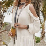 Sundance White Whispered Breezes Cold Shoulder Tunic Long Sleeve Top Size Small Photo 0