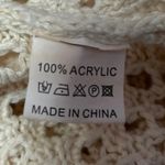 Anrabess Cream White Crochet Open Knit Long Sleeve Swim Cover Up Sweater Top XL Photo 3