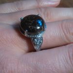 Matrix Silver Shungite and White Zircon Stainless Steel Ring (Size 10) Photo 1