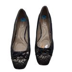 Bandolino  Size 7.5 Business Style Floral Square Toe Slip On Black Gold Heels Photo 1