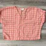 Lou & grey Size Small Linen Crop Top Pink and Cream, pit to pit is 22, length is 18 Photo 0