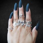 6 Pieces Silver Tone Emo, Hipster, Grunge, Punk Gothic Ring Set Photo 0