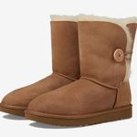 UGG  Bailey Button II Mid-Calf Sherpa Sheepskin Suede Boots in Chestnut Size 7 Photo 0