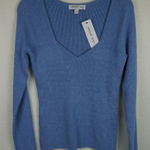 Amour Vert NWT Maelle Ribbed V Neck Long Sleeve Sweater Sky Blue Size M Photo 0