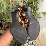 2000s Y2K brown black Leopard animal genuine leather print open peep toe heels pumps with bow detail Photo 6