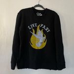 Chaser Black Oversized Sweatshirt Women’s Size Large NEW Crew Neck Graphic Top Photo 7