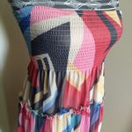 Lapis stained glass smocked strapless midi dress Red Photo 4