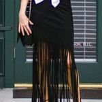 Nic+Zoe  black knit midi fringe skirt Photo 0