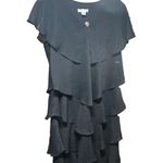 Coldwater Creek Women's  Plus 14 Black Tiered Dress with Gold Brooch Photo 1