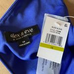 Alex Evenings  Satin One Shoulder Midi Sheath Cocktail Party Dress Blue Size 14 Photo 8