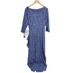 Alex Evenings Sheath Maxi Dress Size 14 Blue Lace Sequined Cocktail Party NEW Photo 2