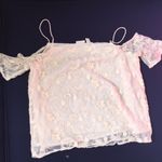 Hinge blouse lace lined cold shoulder light peach Photo 5