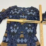 PROSE & POETRY Dress Womens X Small Blue Gold Eyelet Tiered Bell Sleeve Anthro Size XS Photo 4