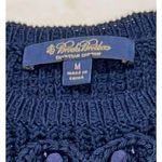 Brooks Brothers  Egyptian Cotton Embellished Knit Top Navy Blue Medium Photo 1