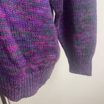 Vintage 90s Ann Wi Sweater Purple Green Embellish Boucle Bow Fringe Beads Large Photo 4